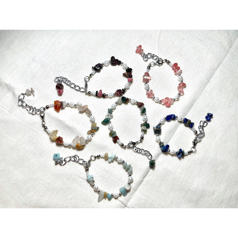 Gelang Manik Batu Mix / Gelang Batu Estetik / Gelang Batu Unik