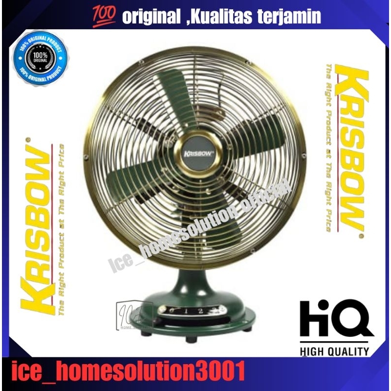 Krisbow 8 Inci Kipas Angin Meja Vintage - Hijau/Kipas angin klasik/Kipas angin jadul/kipas angin/kip