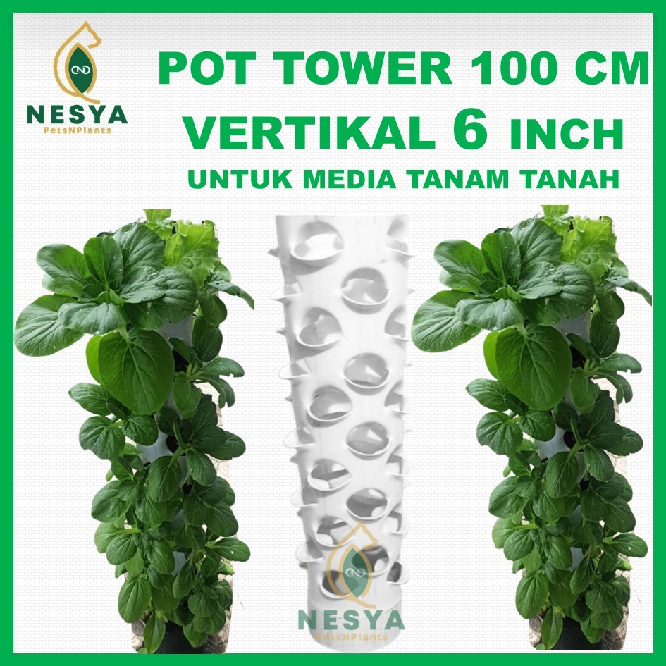Growing Tower Pot Tower Vertikultur Vertikal Garden Paralon 1 Meter 6 Inchi - Vertikal Garden