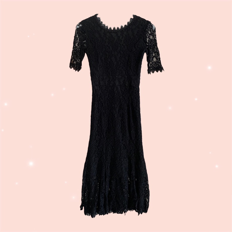 [PRELOVED] Brokat Midi Dress Import (Size S) - Black