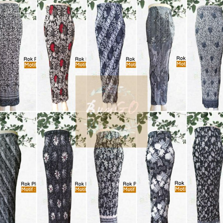 Ready Stock (BunGO) Rok Plisket Batik Bawahan Kebaya Warna Abu/Silver Terbaru 2022 - Rok Pesta - Rok