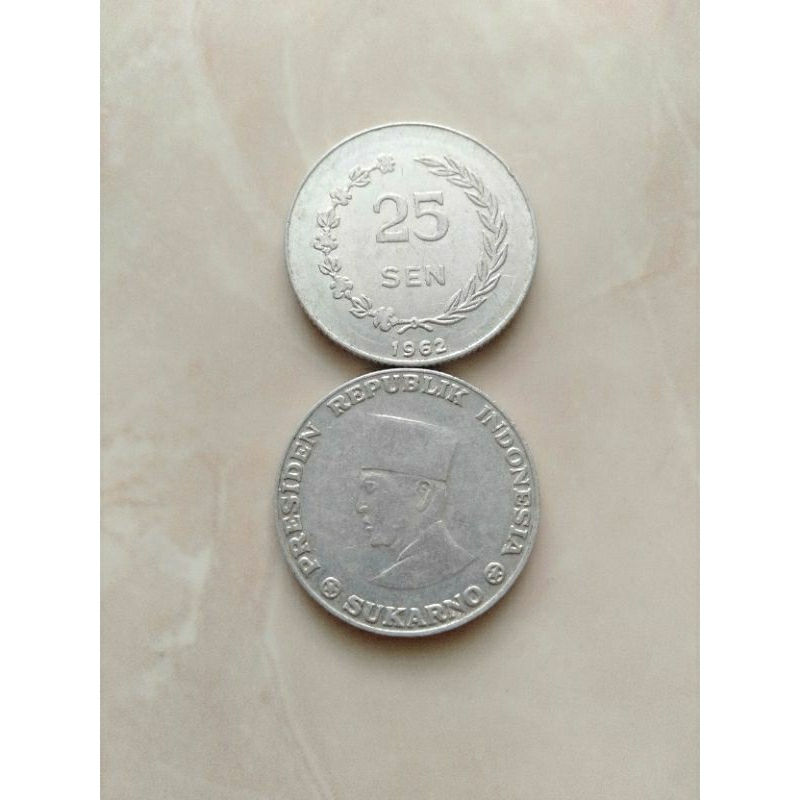 koin 25 sen sukarno irian barat thn 1962 koin Soekarno kondisi bagus