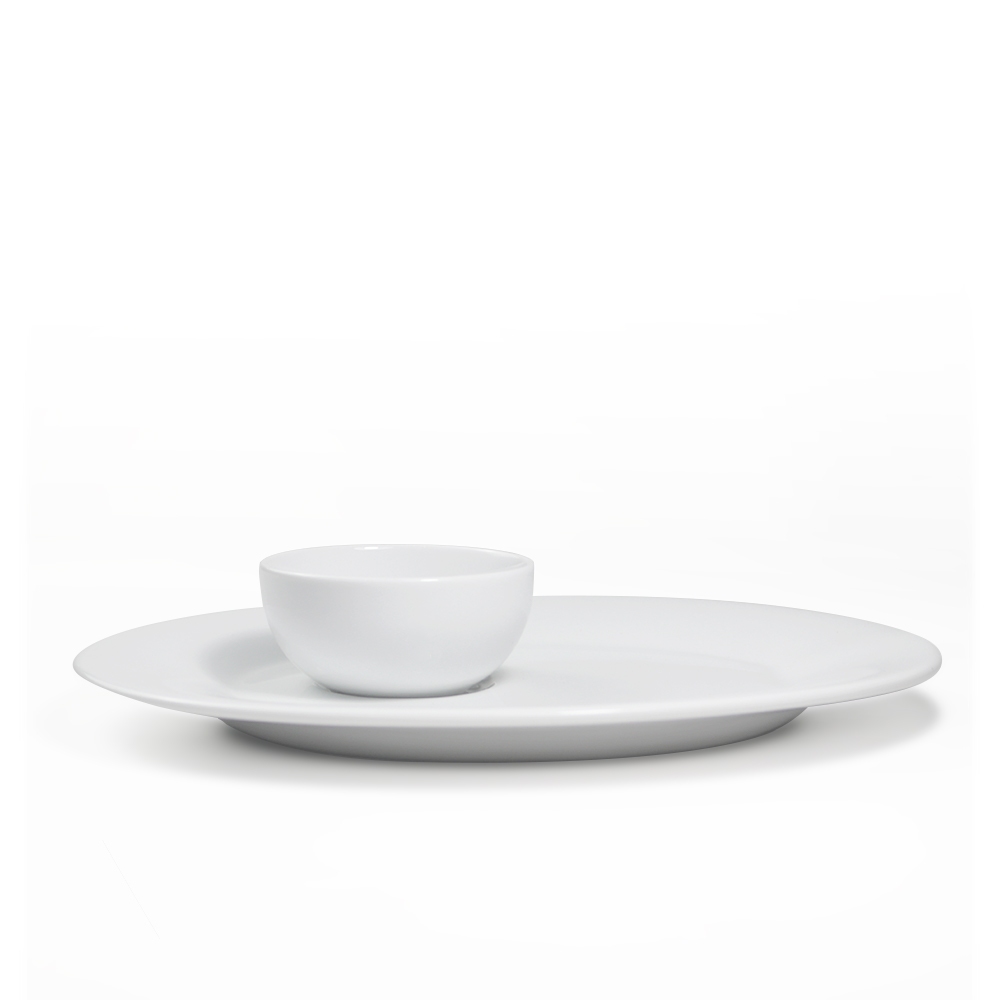 Piring Snack + Sauce Dish Keramik (1SET) Putih Polos By Indo Keramik