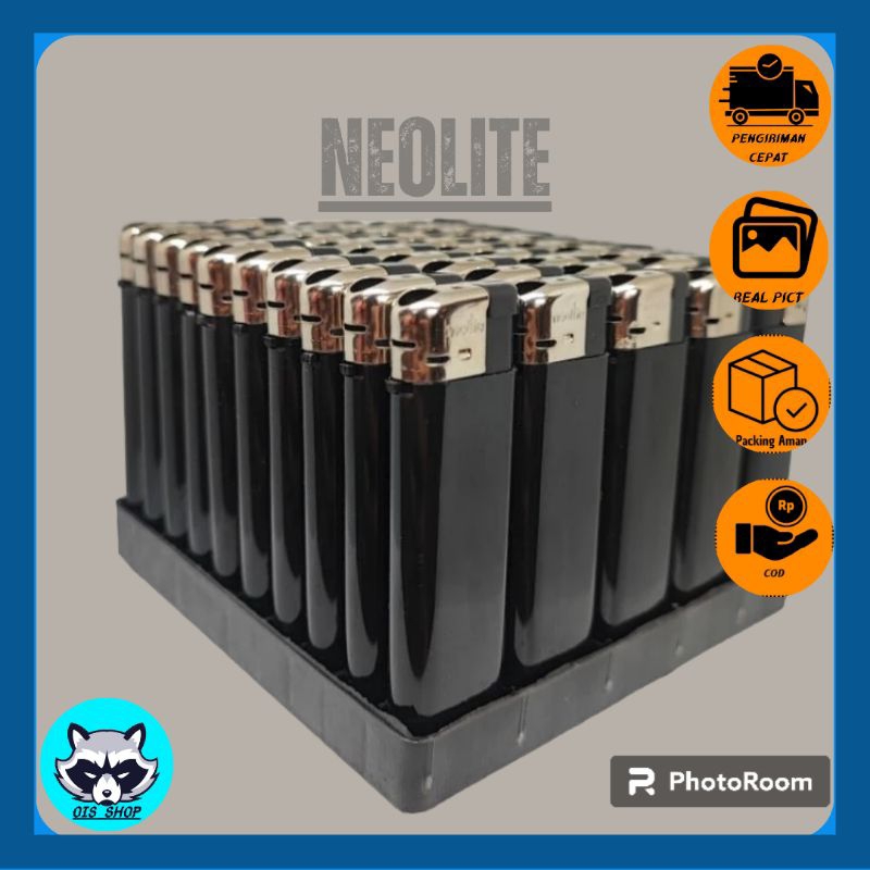 1PCS Pemantik Api NEOLITE Korek Gas Magnet Hitam Polos