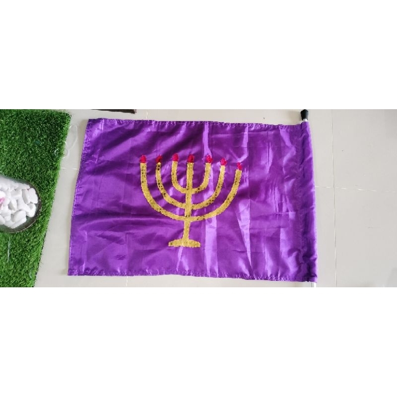 Flag banners menorah, kaki dian, sepasang, custom