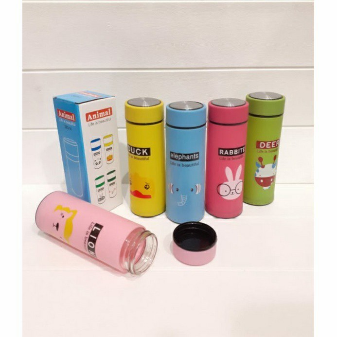 BOTOL MINUM KACA ANIMAL 380ML