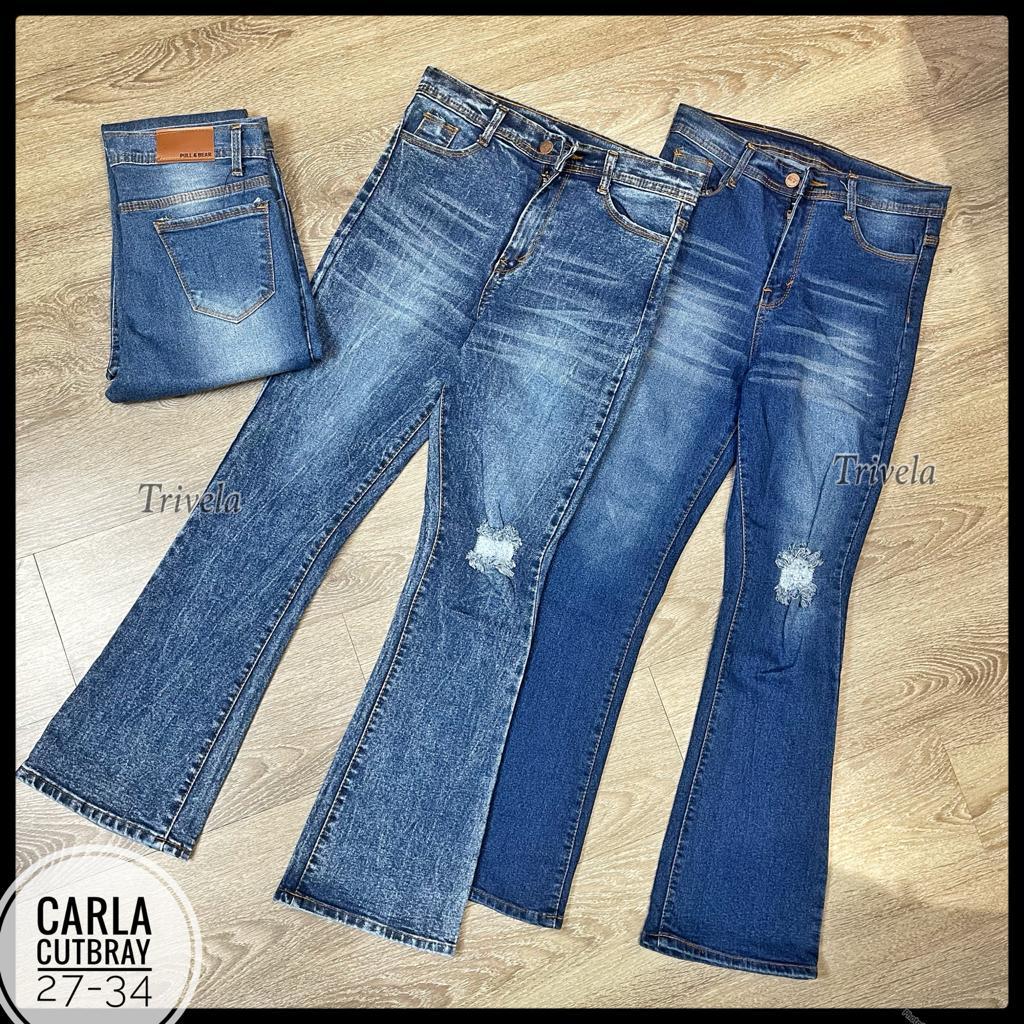 Cutbray Loose Sobek Lapis Wanita l Celana Jeans Cutbray Wanita l Carla Loose Cutbray Jumbo
