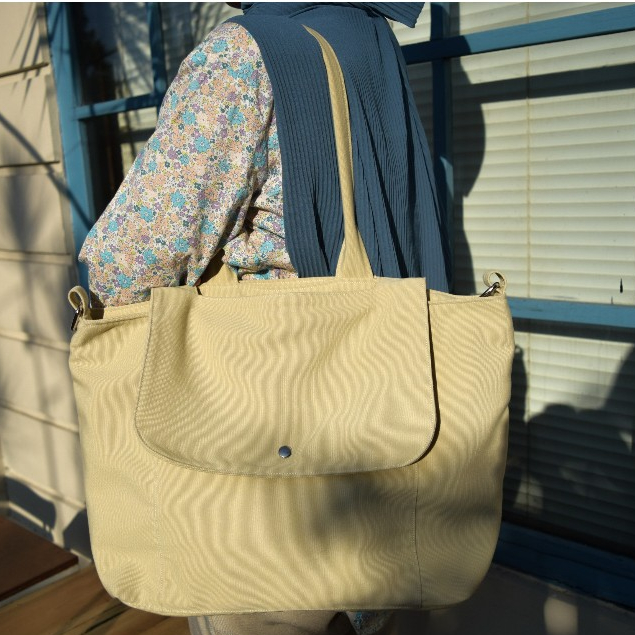 Zara Cream Bag (Tas Bahu, Tas Selempang, Tote Bag, Tas Canvas, Tas Kuliah Polos, Casual Bag, Tas Lap