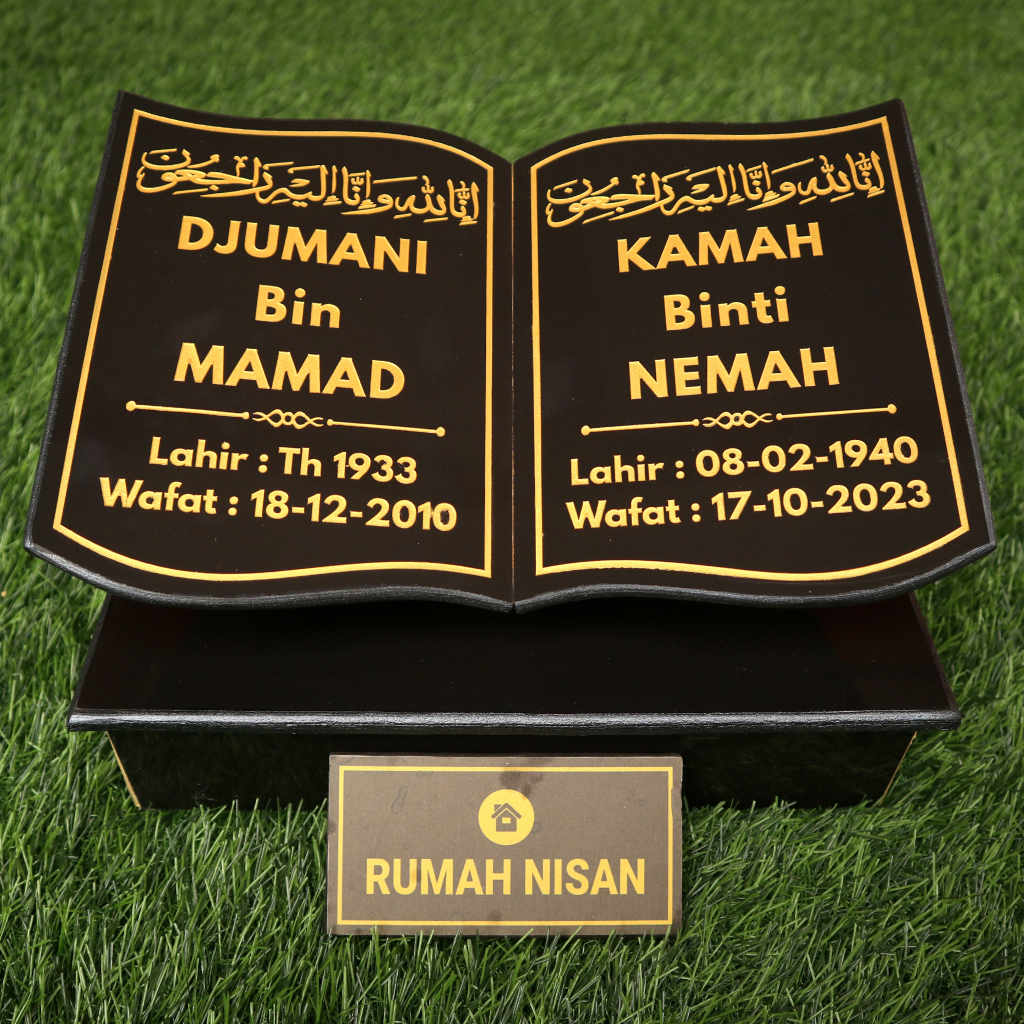 RUMAH NISAN -  BATU NISAN MODEL BUKU DUA NAMA 20X30 KRAMIK/GRANIT TILE