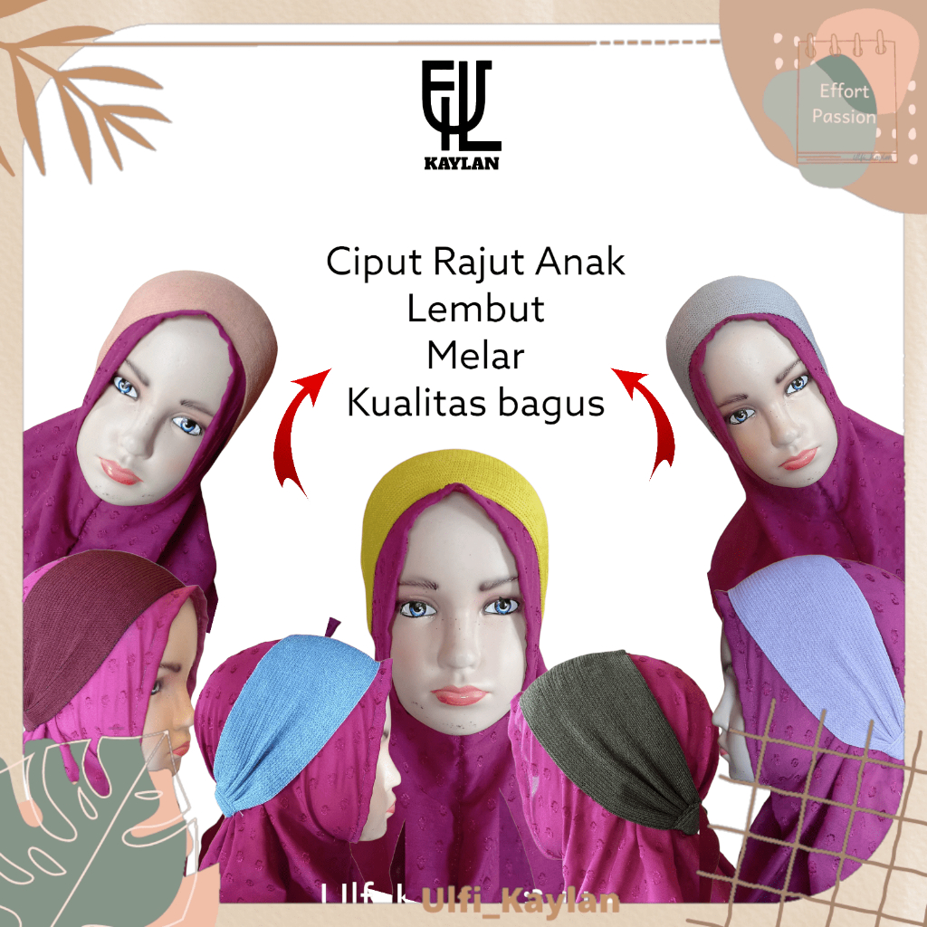 CIPUT ANAK PITA RAJUT BANDO 2 IN 1/ BANDANA HIJAB SEKOLAH