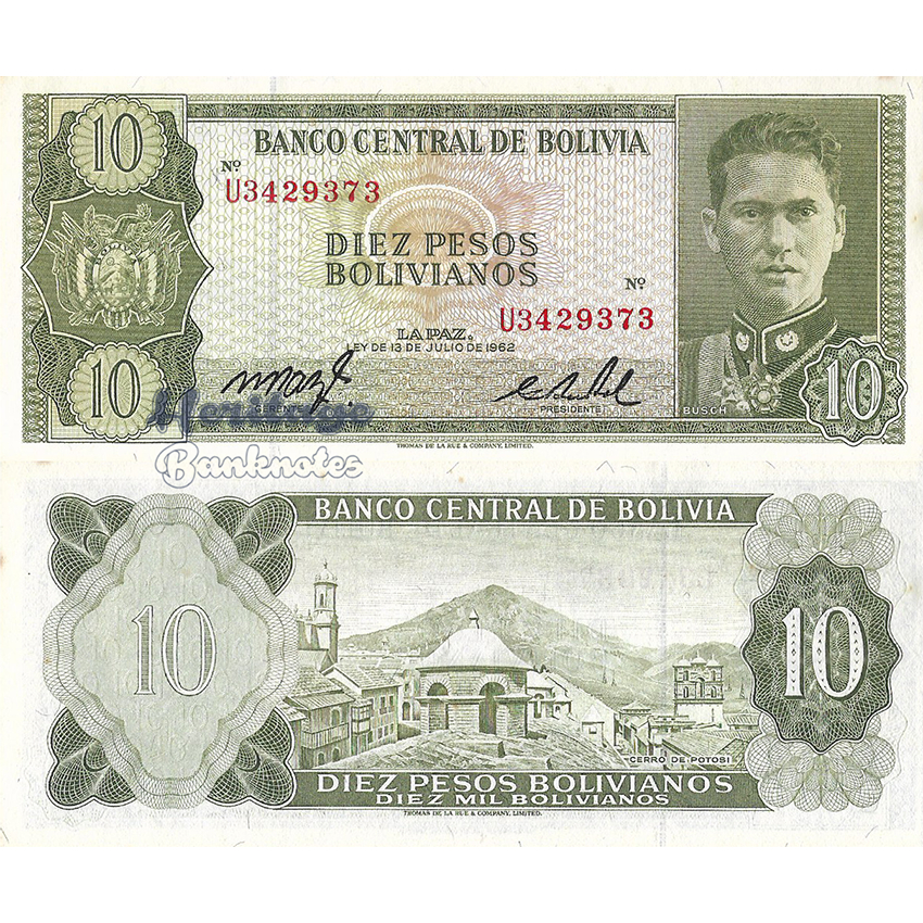 Mata Uang Bolivia 10 Peso 1962