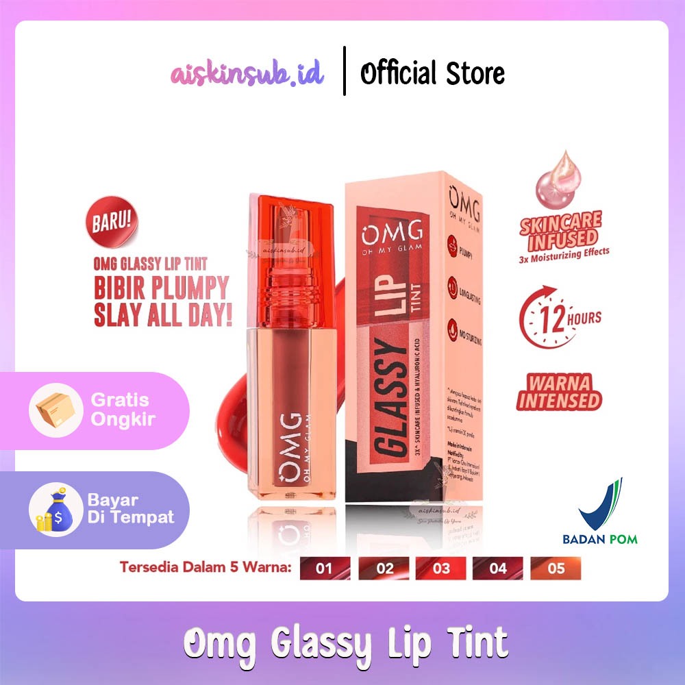 OMG Glassy Lip Tint 2g - Lip Tint Warna Intense Tahan 12 Jam