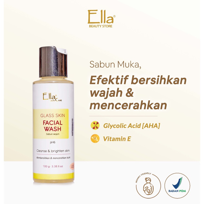 Ella Skincare Glass Skin Facial Wash | sabun wajah glowing l Sabun Cuci Muka