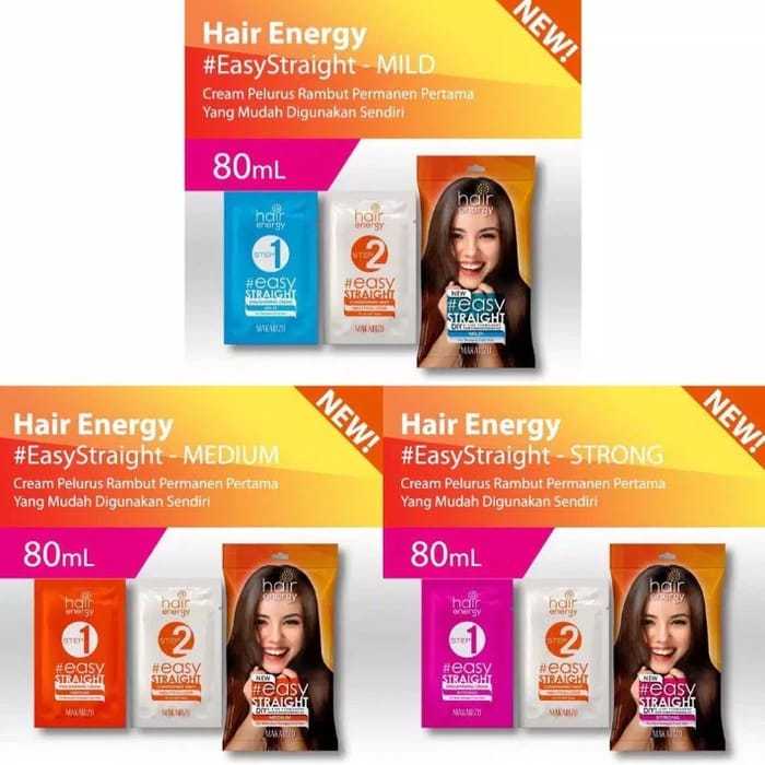 Makarizo Hair Energi Easy Straight 80ml Mild / Medium / Strong / Pelurus Rambut