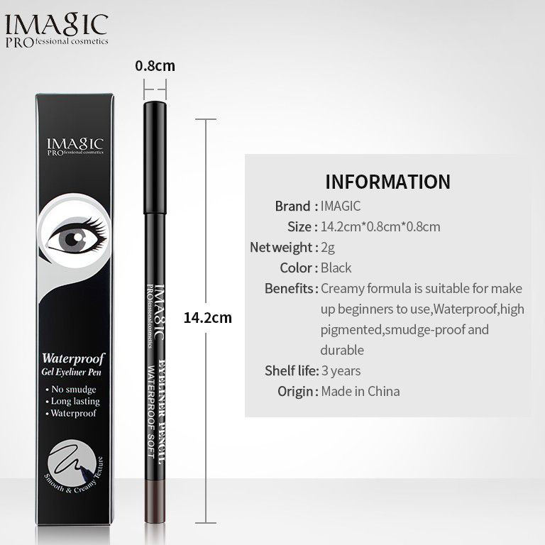 [KODE.  I38I] IMAGIC Eyeliner Pensil HITAM Waterproof +1 pcs Rautan IMAGIC Original Eyeliner Pencil