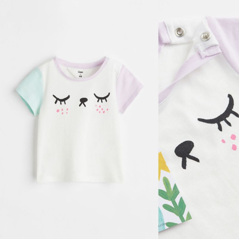 H&M SALE  printted cotton t-shirt - liunic
