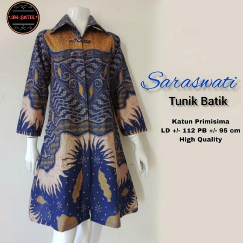 TUNIK BATIK,TUNIK SARASWATI,TUNIK BIRU