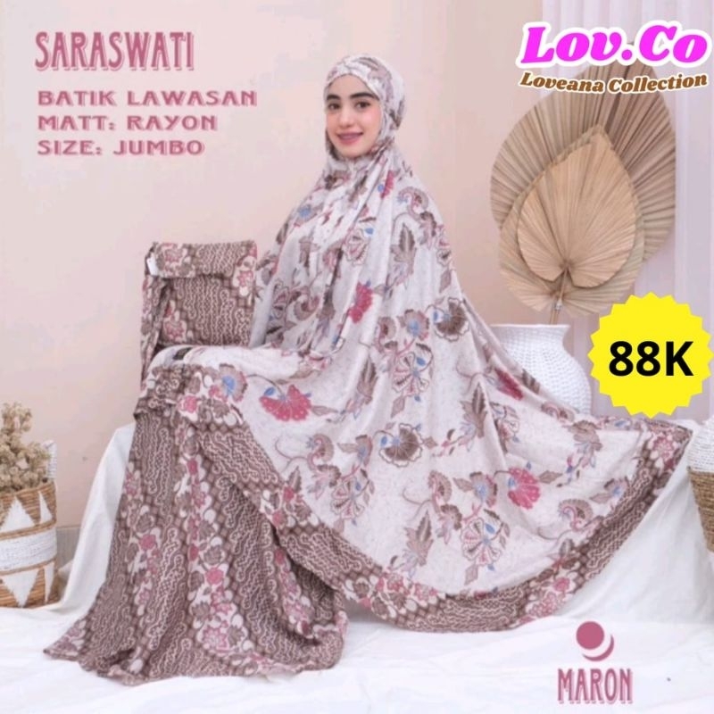 MUKENA RAYON JUMBO SARASWATI TERBARU 2023, Mewah, Lembut, Nyaman, Adem