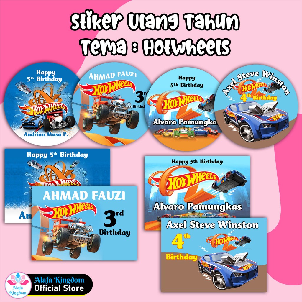 

alafakingdom - Stiker Ulang Tahun HotWheels Custom Desain