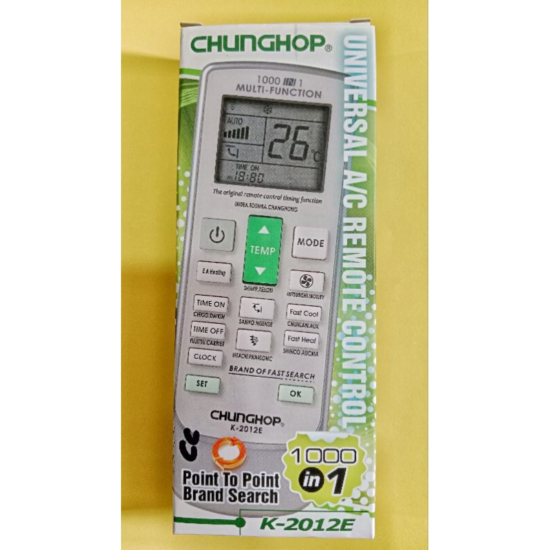 Remot AC Universal CHUANGHOP K-2012E / Remot Control For Ac Multifungsi / Remot ac Serbaguna