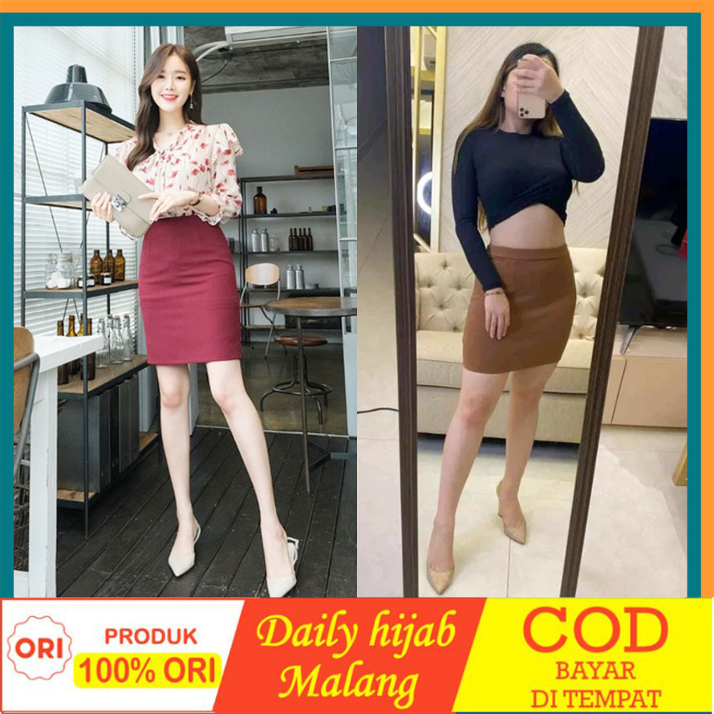 Rok Span Pendek / Rok Mini Pendek / Rok Mini Scuba Terbaru / Rok Kerja
