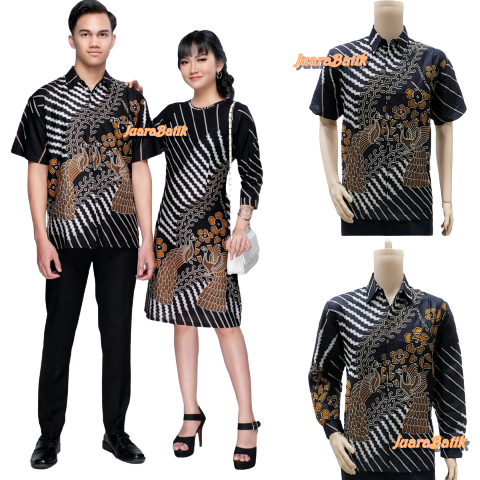 COUPLE BATIK DRESS POLA BURUNG SERAGAM DRESS BATIK COUPLE DRESS JUMBO BATIK BIG SIZE SERAGAM BAJU PE