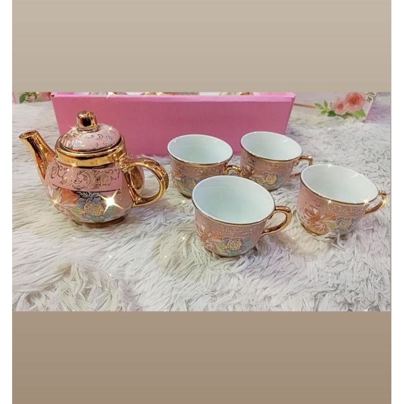 teko set 4 cangkir keramik/teko souvenir/kado pernikahan