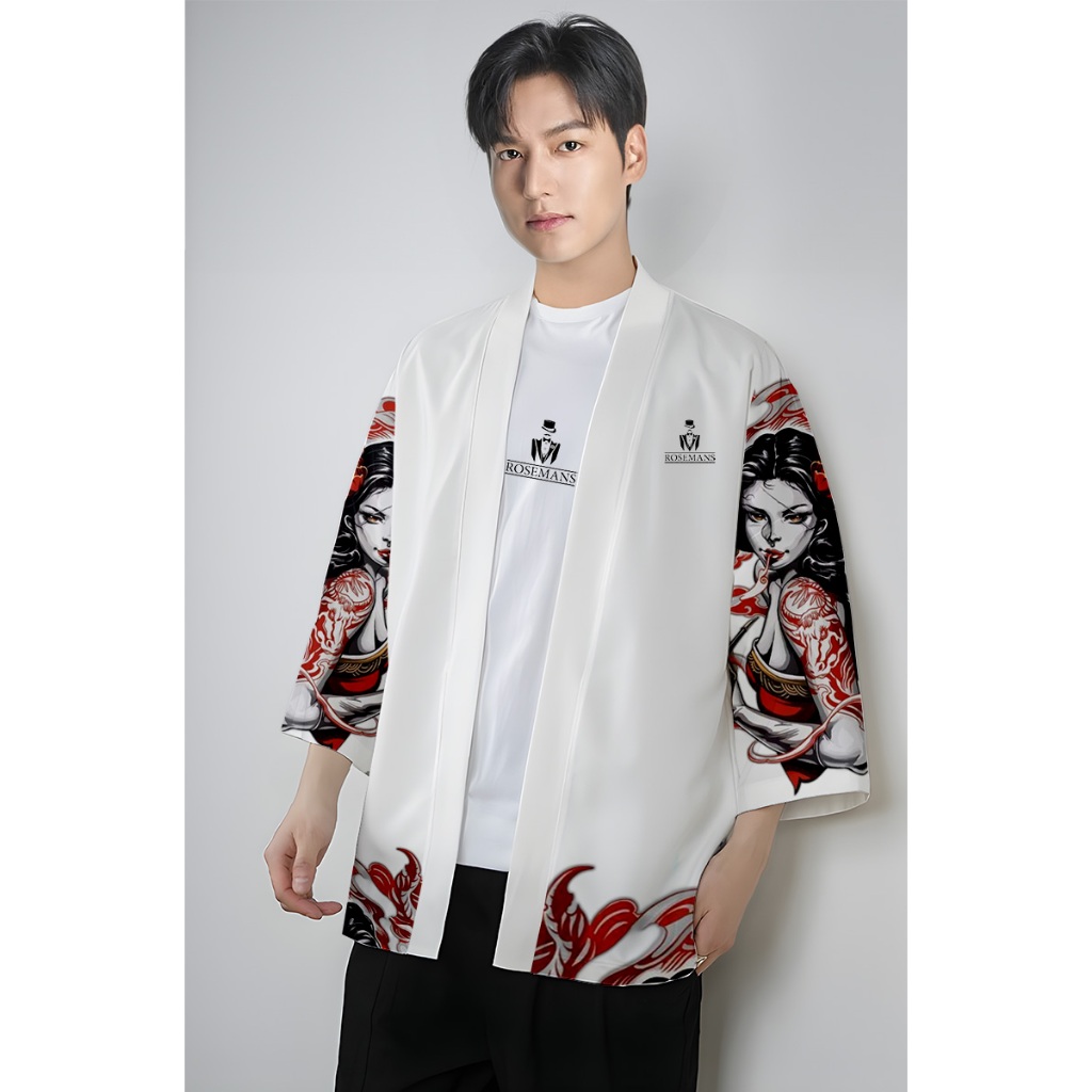 Kimono Blazer Motif Yakuza Jepang Pria