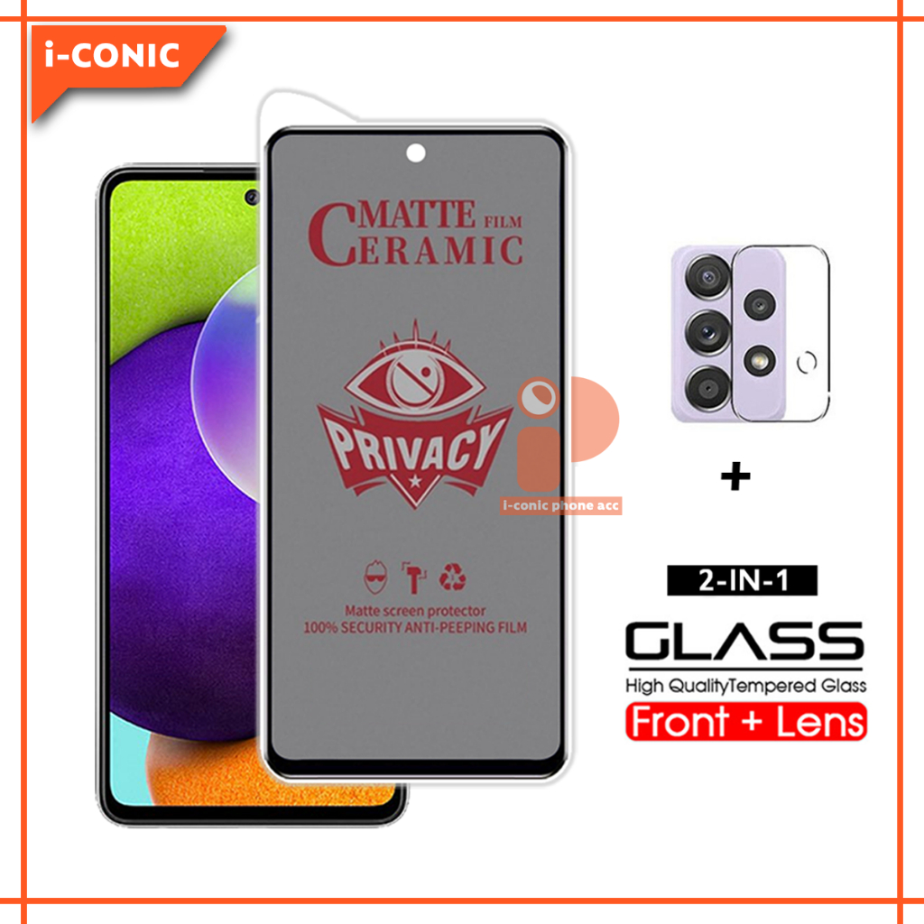 Tempered Glass Samsung A52/A52S Anti Gores Layar Privacy dan Tempered Glass Kamera