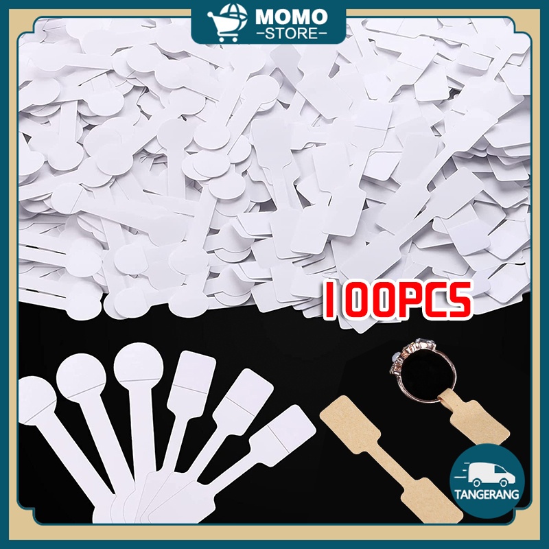 

100 Buah label perhiasan Kertas label gelang Persegi Label Perhiasan Gantung Dumbell 1.2*6CM