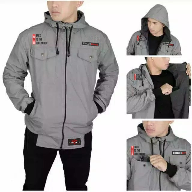 JAKET PRIA SEMI PARKA BOLAK BALIK PRIA BIG SIZE BB 2in1 UKURAN BESAR PARASUT TASLAN ANTI AIR FLEECE 