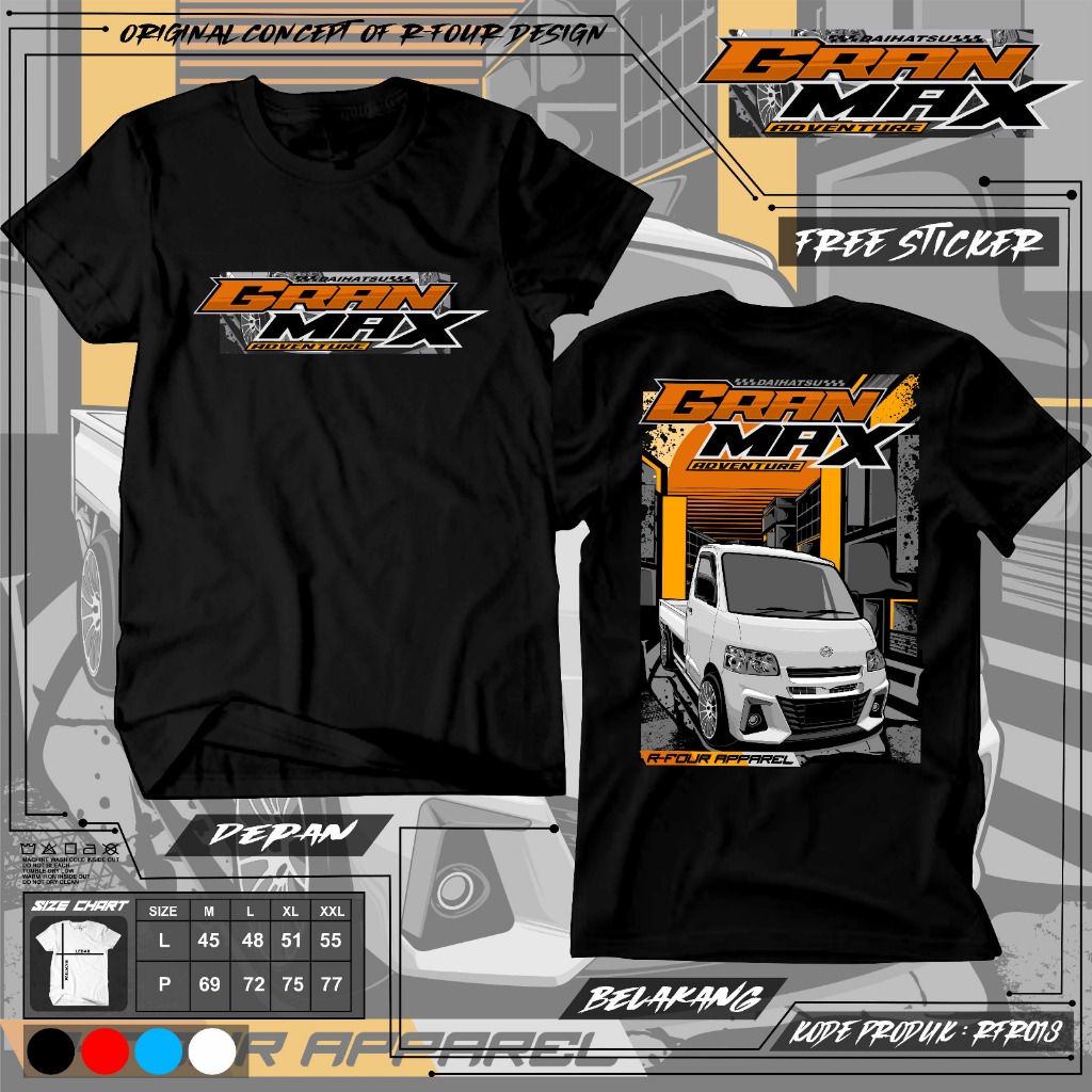 Cod Baju Kaos Mancal Granmax Pick Up RFR018 Lengan Pendek Oblong Unisex Driver Muda