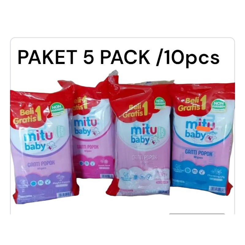 PAKET TISU BASAH MITU 4 PACK (8PCS) & 5 PACK (10PCS)