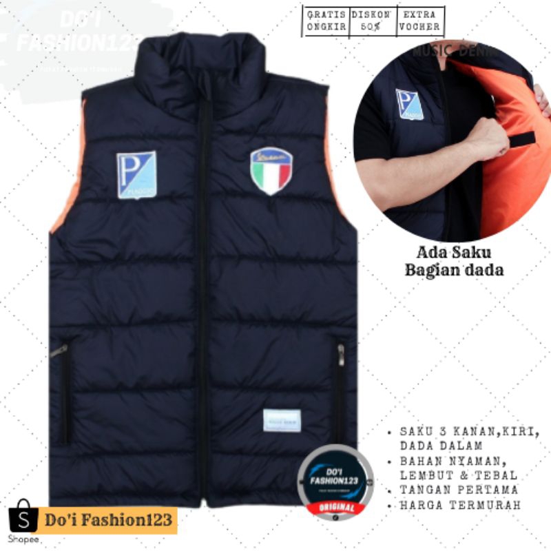 ROMPI PARASUT PIAGIO LOGO Bordir / Jaket Vest Pria anti air peindung dada / Rompi biker outdoor