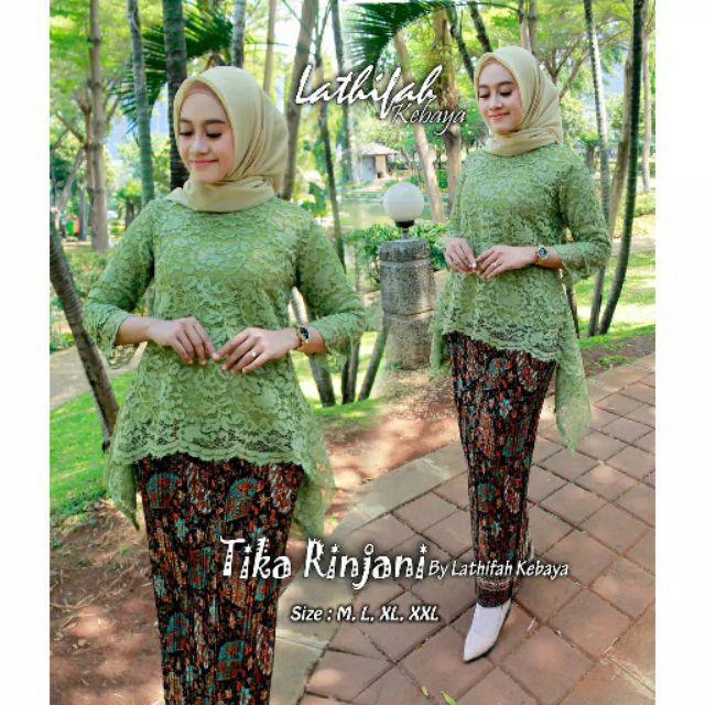 Setelan Kebaya Rinjani Brukat Gliter Modern HIJAU MINT