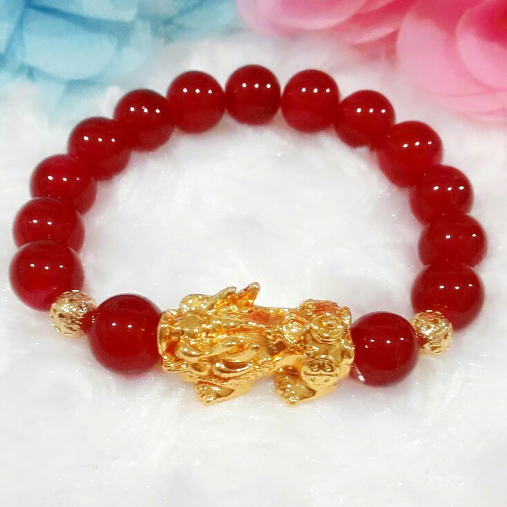 Gelang Naga Giok Merah Gelang Pixiu Keberuntungan