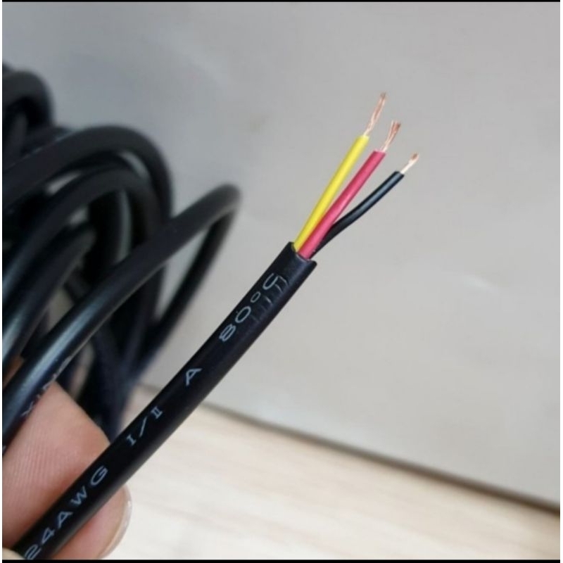 Kabel Awg24 3jalur Kabel Serabut Tembaga jual per/5m Kabel Awg 24 isi3