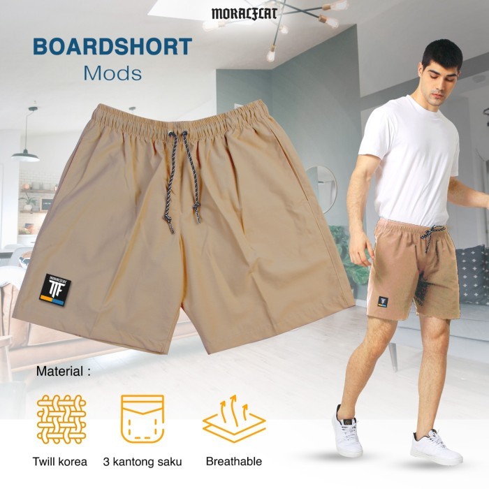 Moral Flat Official Boardshorts - Celana Pria - MODS - Khaki