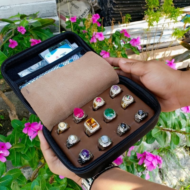 Dompet tas cincin akik dan permata kulit asli