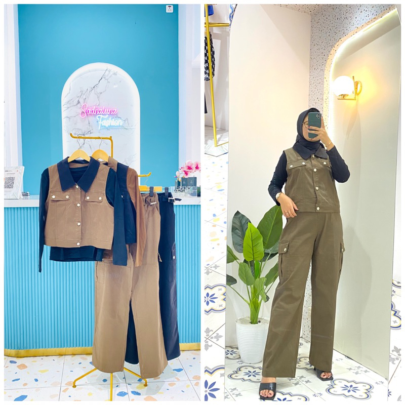 ONESET CARGO  WANITA PREMIUM IMPORT / SETELAN WANITA IMPORT BANGKOK / SETCEL PREMIUM