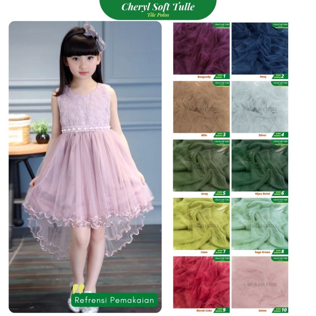 Kain Tile Polos Premium Halus Dress  Rok Tutu Cheryl Soft Tulle CST