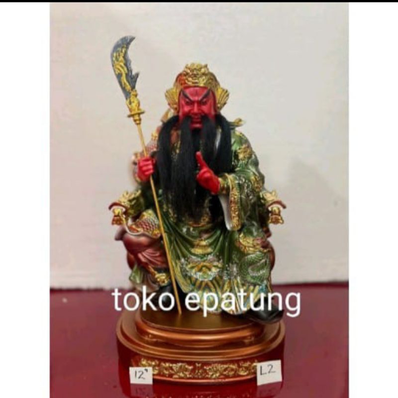 patung dewa kwan kung/ kwan kong- 12 inch fiber- 2 jari