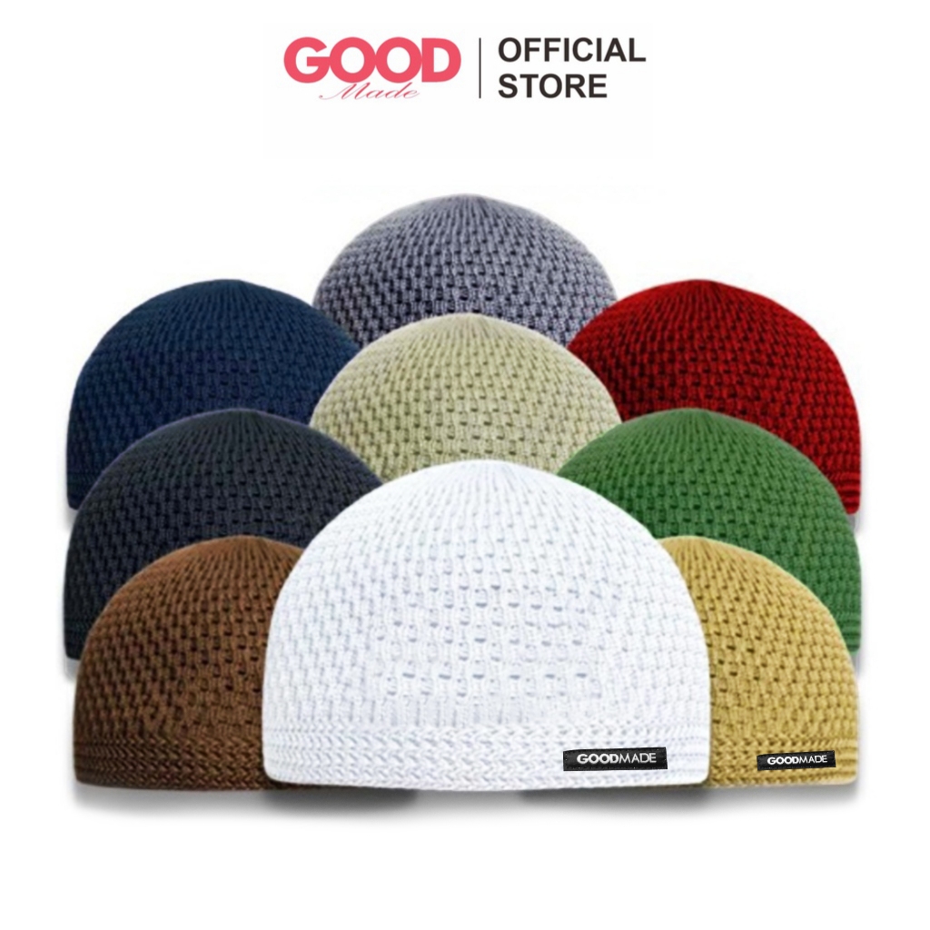 GOOD MADE - Peci Rajut Dewasa Elastis | Peci Rajut | Peci Haji | Putih | COD