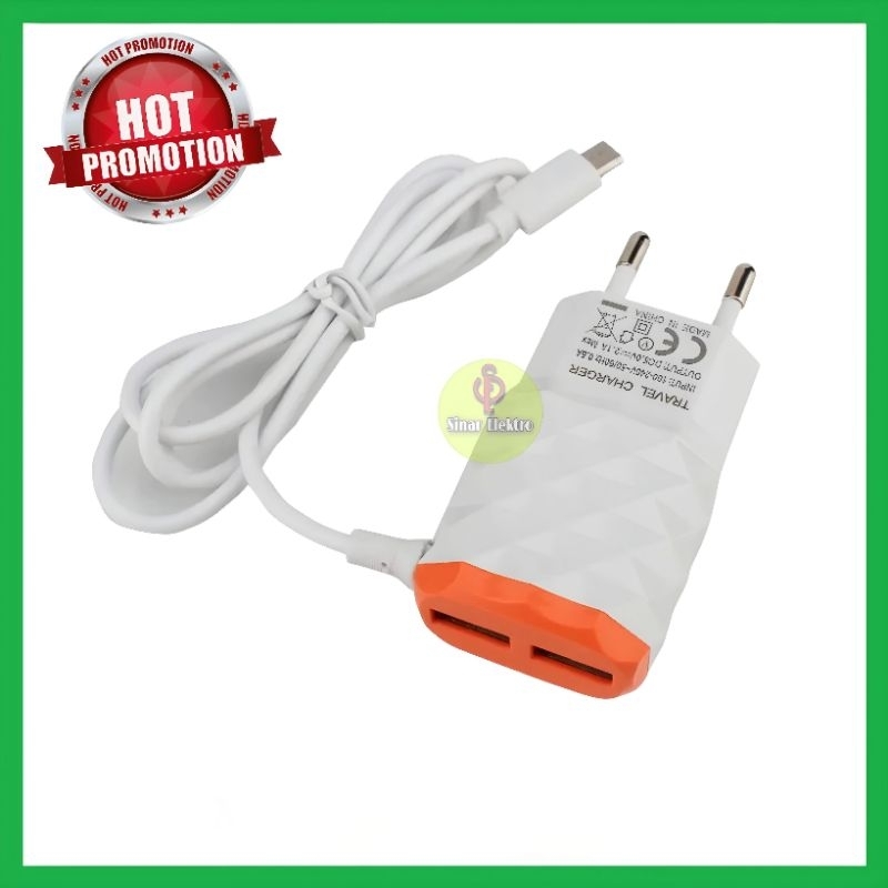 CAS HP CARGER CHARGER 2 LUBANG FAST CHARGING micro 2 PORT USB PLUS KABEL / 2 PORT USB PLUS KABEL CHA