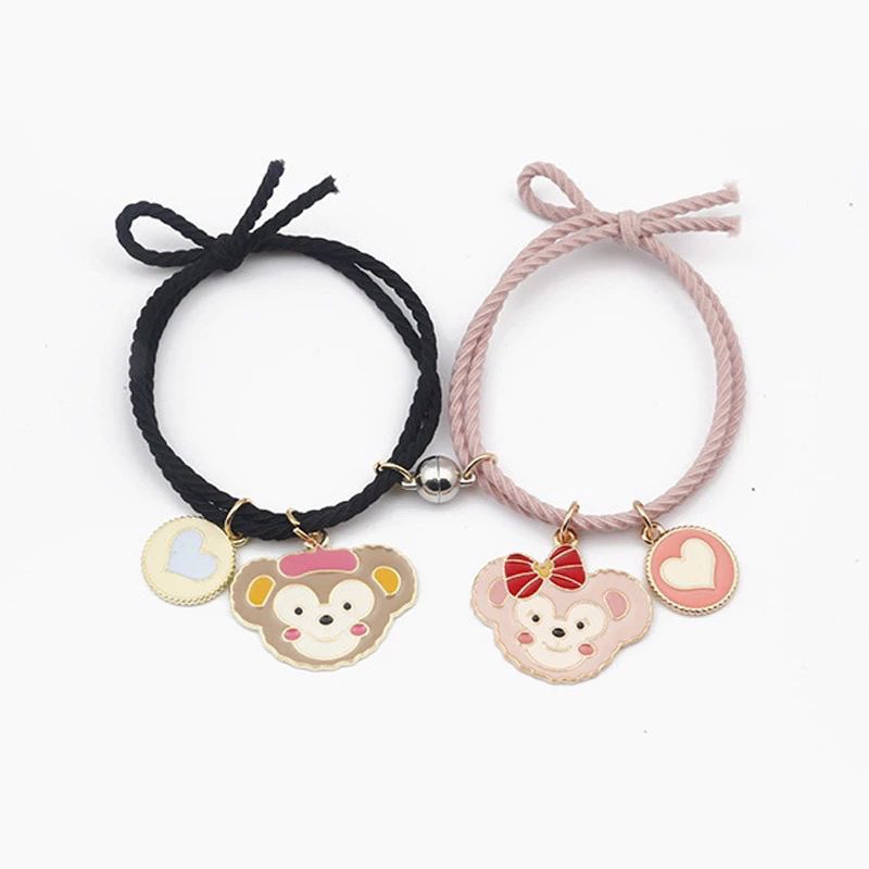( Beerrysaa ) gelang couple monkey pink cream gelang magnet persahabatan tali karet ulir elastis hit