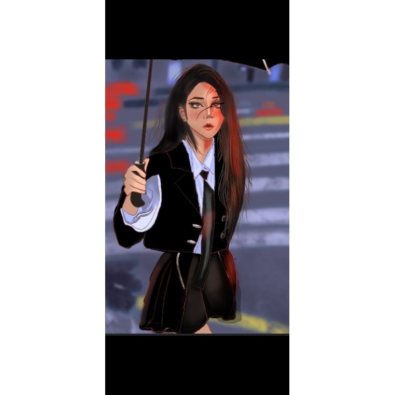 illustrasi knee up kartun / anime (ber background) /jasa ilustrasi wajah / jasa ilustrasi foto / ilu