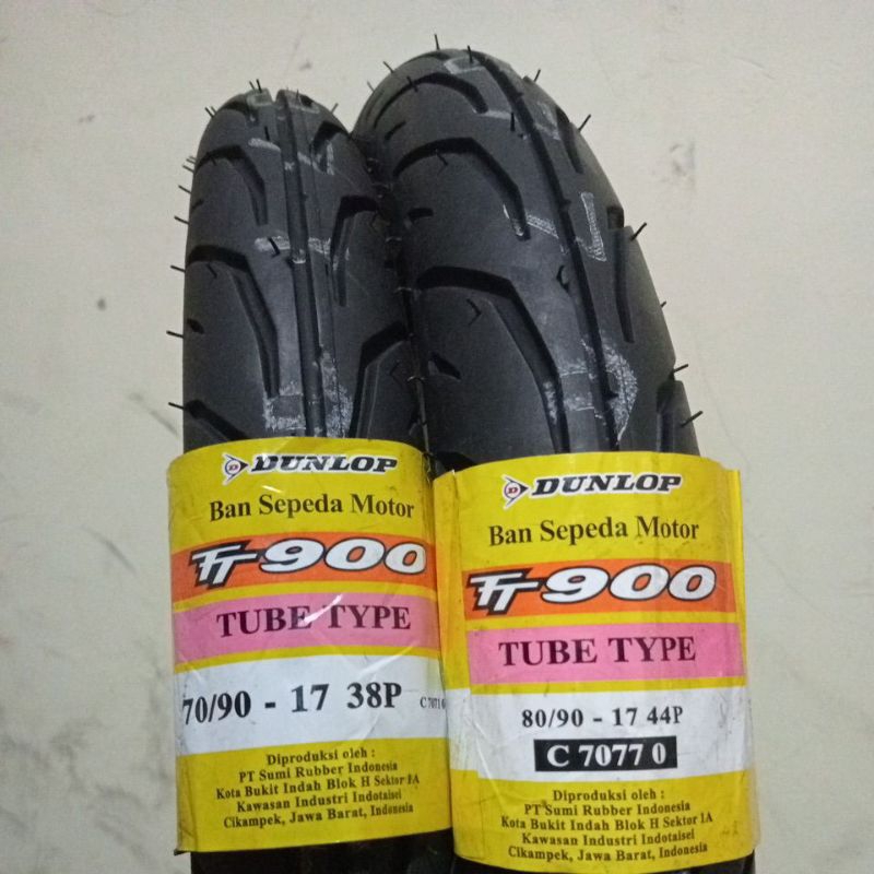 PAKET SEPASANG BAN DUNLOP TT900 - TUBE TYPE (70/90 - 80/90 - 90/90 RING17) RING 17 BAN SET LUAR MOTO