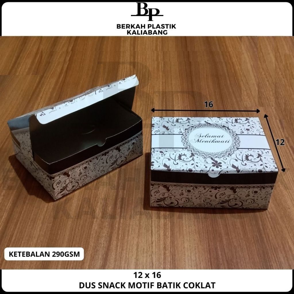 

(50pcs) Dus Snack GS 12x16 Motif Batik Coklat - Dus Kue Snack Tebal 290gsm