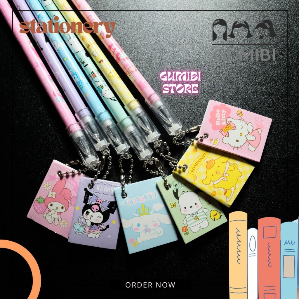 

(12pcs) Pulpen Gantungan Buku Sanrio Pen Gel Notebook MIni Sanrio Bolpen Lucu Harga Grosir Lusinan Gumibi Store