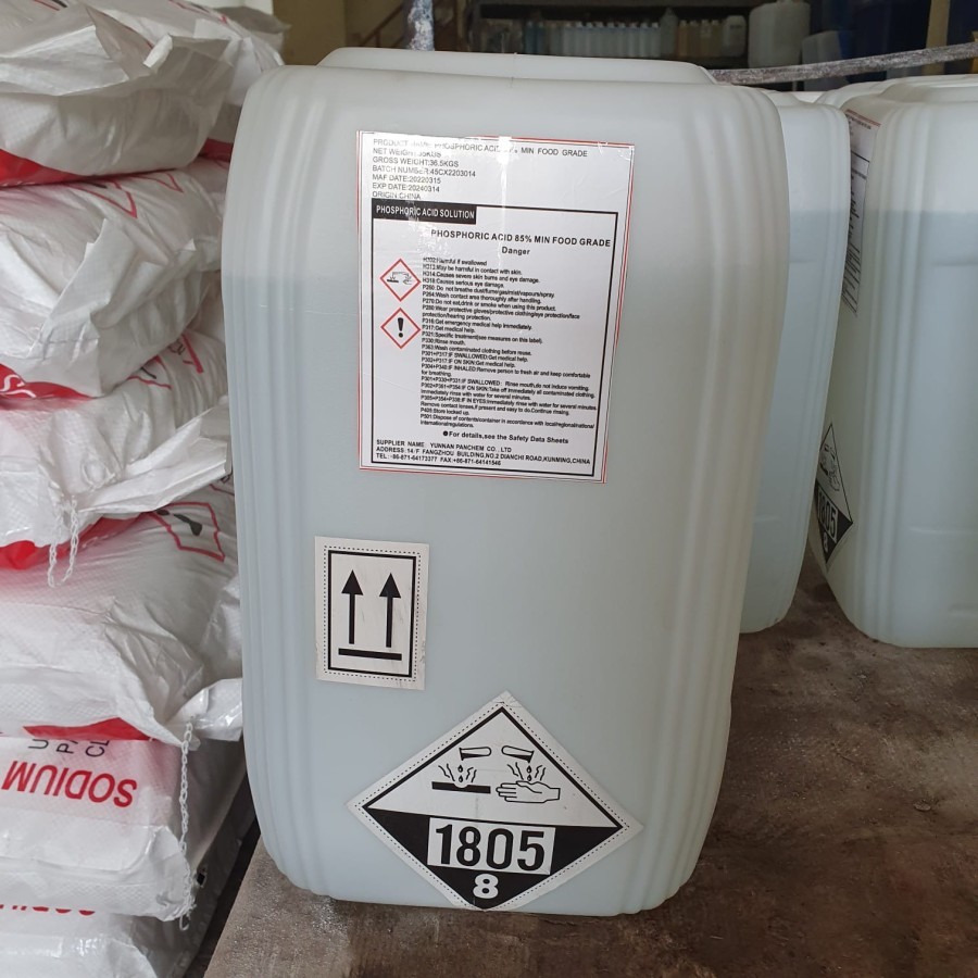 

Phosphoric Acid 85 % Food Grade Cina 35 Kilogram Asam Fosfat H3PO4
